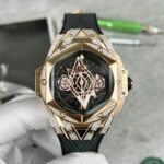 Hublot Replica Watch Big Bang Sang Bleu II King Gold Diamond 45mm