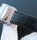 Replica Cartier V6 Santos 100 41mm White Dial Black Leather Strap A2824 - Image 6