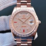 Replica Rolex Noob Day-Date 218399 RG Full Diamonds A3255