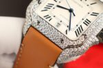 Cartier Santos White Dial Copies Watches Custom Diamonds Moissanite BVF 39.8mm - Image 7