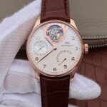 Replica IWC AZ Portuguese Tourbillon IW5042 RG White Dial Leather Strap