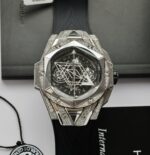 Hublot Big Bang Sang Bleu II Replica Watch Custom Moissanite Diamonds 44mm - Image 2