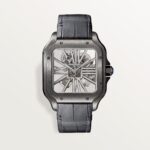 Fake Cartier watch Santos large model mechanical movement Black ADLC Steel Skeleton Dial WHSA0009 TWF(1:1 replica)