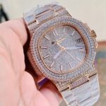 Replica PATEK PHILIPPE ICED Nautilus Jumbo 5711 RG TWF Full Paved Diamonds Dial Case and Bracelet A324