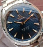 Replica Omega Aqua Terra 150M Blue Wave Textured Dial SS Bracelet A8500 - Image 3