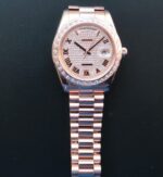 Replica Rolex Day-Date 218399 Roman Numerals RG Full Diamonds A3255 - Image 7