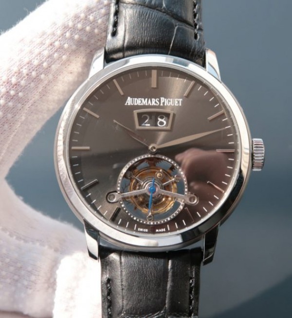 54316D6E-AE38-BD70-1AD1-25A461B38543.jpg Replica Audemars Piguet TF Jules Tourbillon SS Big Date Black Dial - Image 1