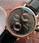 Replica IWC V6 Portofino IW391021 Chronograph RG Gray Dial Leather Strap - Image 2