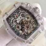 Replica Richard Mille RM011 Transparent Case White Bezel Skeleton Dial White Rubber Strap A7750 - Image 3