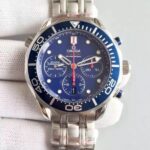 Replica Omega Seamaster 300m Diver Blue Dial Blue Bezel SS Bracelet A7753