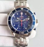 Replica Omega Seamaster 300m Diver Blue Dial Blue Bezel SS Bracelet A7753