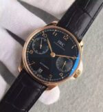 Replica IWC ZF Portuguese RG IW5007 Black Dial Leather Strap A52010 - Image 2