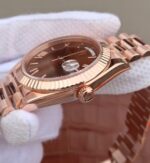 Replica Rolex Day-Date 40mm 228235 RG Noob Brown Dial Roman Markers RG Bracelet A3255 - Image 7