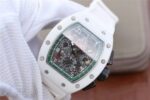 Replica Richard Mille RM011 White Ceramic Felipe Massa Green Inner Bezel White Rubber Strap A7750 - Image 2