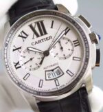 Replica Cartier JF Cartier Calibre de Cartier SS Chronograph White Dial Miyota 9100 - Image 3