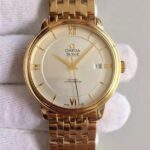 Replica Omega MK De Ville 39.5mm White Dial YG Case SS Bracelet A2824
