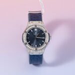 Hublot Replica 11 Watch Classic Fusion Women s Full Diamond Moissanite Blue 33mm