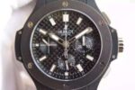 Replica Hublot Big Bang 44mm Carbon Fiber Black Gummy Strap A7750 - Image 3