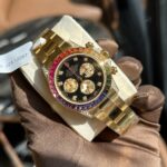 Rolex Replica Watch Daytona Rainbow Yellow Gold Wrapped Moissanite Diamonds TWF 40mm - Image 4