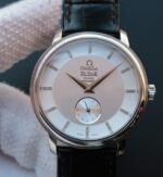 Replica Omega MKF De Ville 39mm Co-Axial White Dial Diamonds Markers Leather A2202