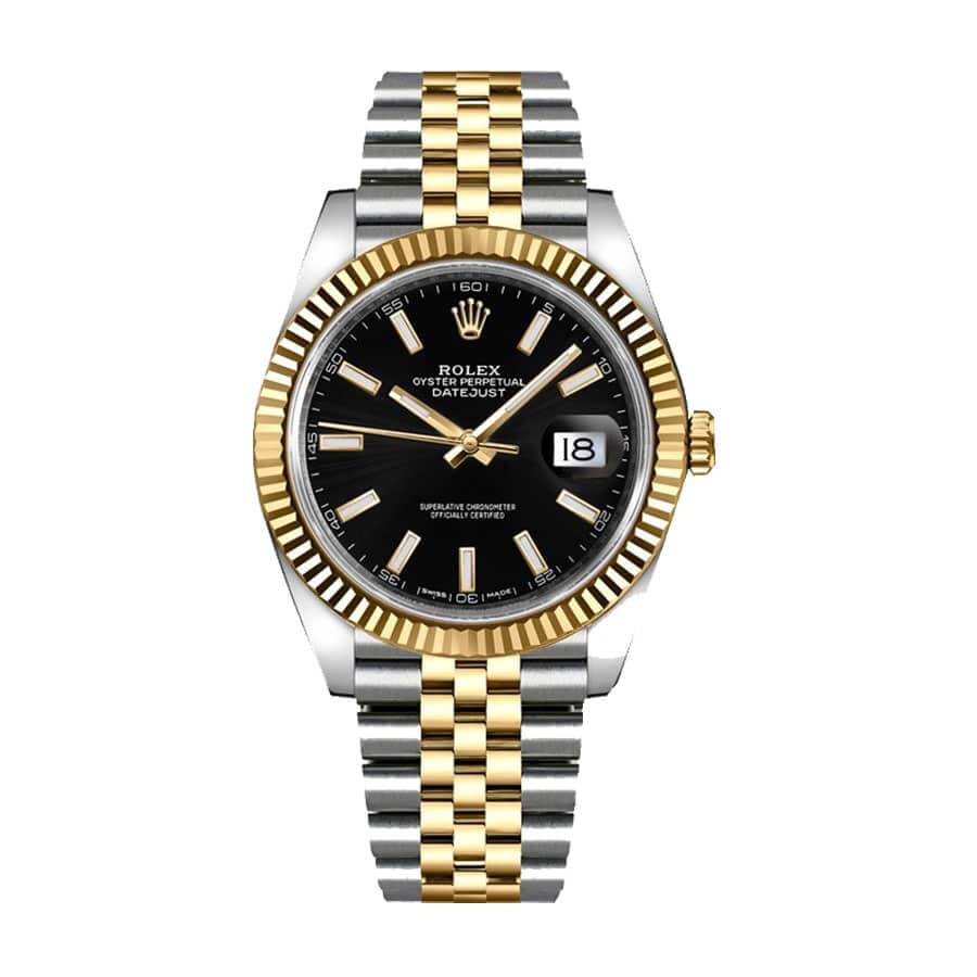 5F159665-1F0B-0223-96E8-460929F6AFC4.jpg Rolex Datejust 126333 Yellow Gold Steel Black Dial Jubilee Replica - Image 1