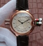 Replica Cartier JF Ballon Bleu 42mm RG White Dial Leather Strap MIYOTA9015