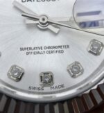 Replica Rolex DateJust 28mm Fluted Bezel White Dial Diamonds Markers Bracelet A2236 - Image 10