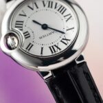 Cartier Ballon Bleu Women s Replica 11 Watch White Dial Black Leather Strap 28mm - Image 5