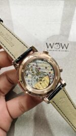 Replica PATEK PHILIPPE 6104P Moon RG Black Dial Diamond Bezel on Black Leather Strap A240 V2 - Image 8