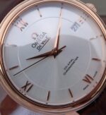 Replica Omega V6 De Ville 37mm RG White Dial RG Markers Leather Strap A2892 - Image 3