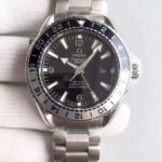 Replica Omega Planet Ocean 600M GMT Black/Silver Bezel Black Dial SS Bracelet A8906