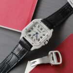 Cartier Santos Women Copies Watches Full Moissanite Diamonds Custom 35mm - Image 2