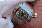 Replica Richard Mille RM055 Brown Ceramic Brown Inner Bezel Skeleton Dial Brown Rubber Strap MIYOTA8215 - Image 2