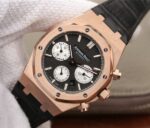 Replica Audemars Piguet Royal Oak Chronograph 26331 RG Black Dial Leather Strap A7750 - Image 2