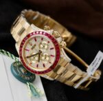 Rolex Daytona 126598TRU Replica Watches Custom Gold Wrapped + Ruby + Diamonds Moissanite 40mm - Image 3