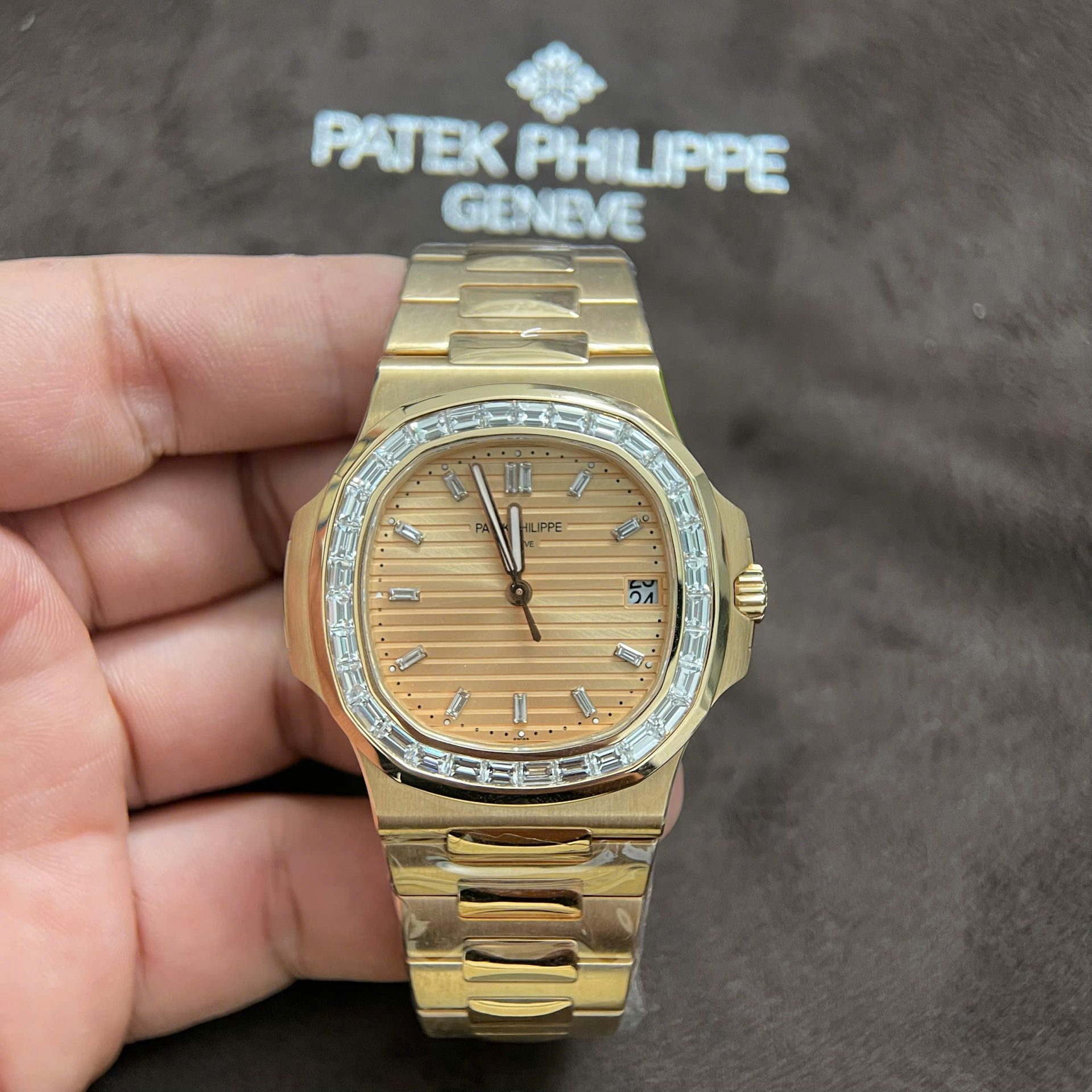 6742DA86-7ED1-6D02-B984-7F68238A6679.jpg Patek Philippe Nautilus 5723 Replica Watches Custom Solid Rose Gold 18K And Diamonds Natural 40mm - Image 1