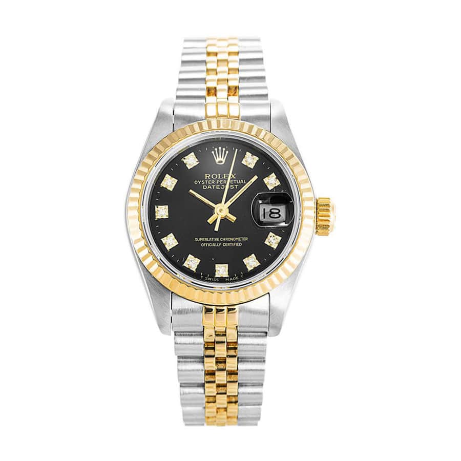 68037EAD-465B-758C-D898-9128868B470A.jpg Rolex Datejust 69173 Lady Diamond Black Dial Replica - Image 1