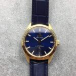 Replica Omega Globemaster Master Chronometer YG Case Blue Dial Leather Strap A8900