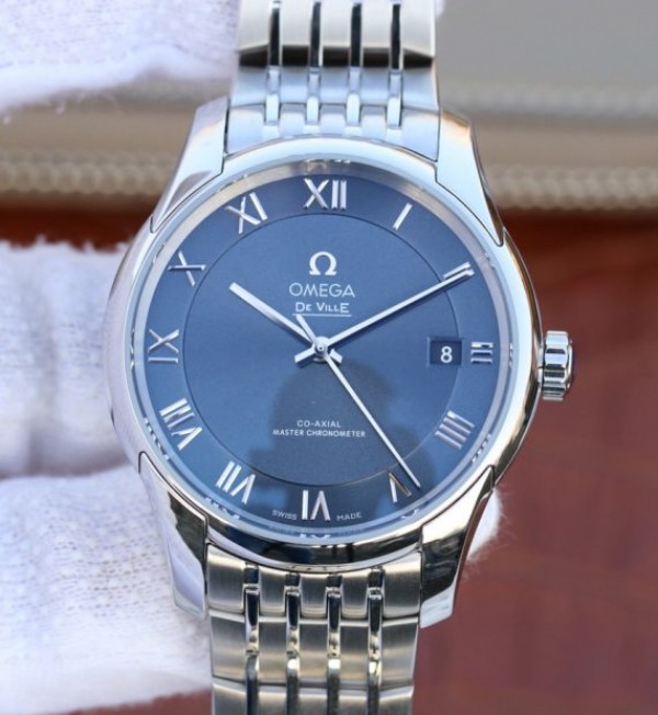 68F58414-74A0-3F78-9C20-126EA06A477B.jpg Replica Omega V6 De Ville 41mm SS Blue Dial SS Bracelet A8900 - Image 1