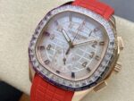 Fake Patek Philippe Replica Watch Aquanaut Luce Rainbow Chronograph Rose Gold Diamond/Gems Mother of Pearl Sapphire 7968/300R-001(1:1 replica) - Image 6