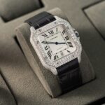 Cartier Santos With Moissanite Diamond Hong Kong Rep 11 Watch Leather Strap 39.8mm - Image 2