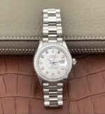 Replica Rolex DateJust 28mm Diamonds Bezel White Dial Diamonds Markers SS Bracelet A2236 - Image 8
