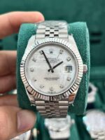 Rolex Rep 11 Watch DateJust Natural Mother of Pearl Dial With Moissanite Diamond Clean Factory 41mm - Image 2