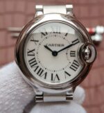 Replica Cartier Ballon Bleu Ladies 28mm SS White Dial SS Bracelet Ronda Quartz - Image 3