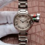 Replica Cartier V6F Ballon Bleu 33mm White Dial SS Bracelet Ronda Quartz