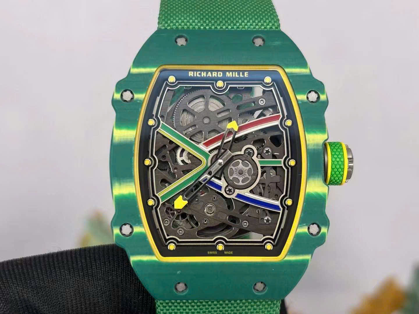 6EE0E8A6-02A9-098D-30FF-053172EDF103.jpg Richard Mille RM67-02 Green Carbon Best Replica Watch Weight 37 Gram 38.7??47.52mm - Image 1
