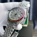 Rolex DateJust Replica Watch Full Moissanite Diamonds Hong Kong Dial Blue 41mm - Image 5