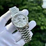Rolex Day-Date Replica Watch Custom Mother Of Pearl   Moissanite Diamonds Baguetee 40mm - Image 5