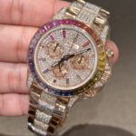 Rolex Daytona Rainbow Replica Watch Gold Wrapped With Moissanite Diamonds 40mm - Image 4