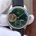 Replica IWC Portuguese Tourbillon IW5463 SS YLF Green Dial RG Markers Black Leather Strap A98900
